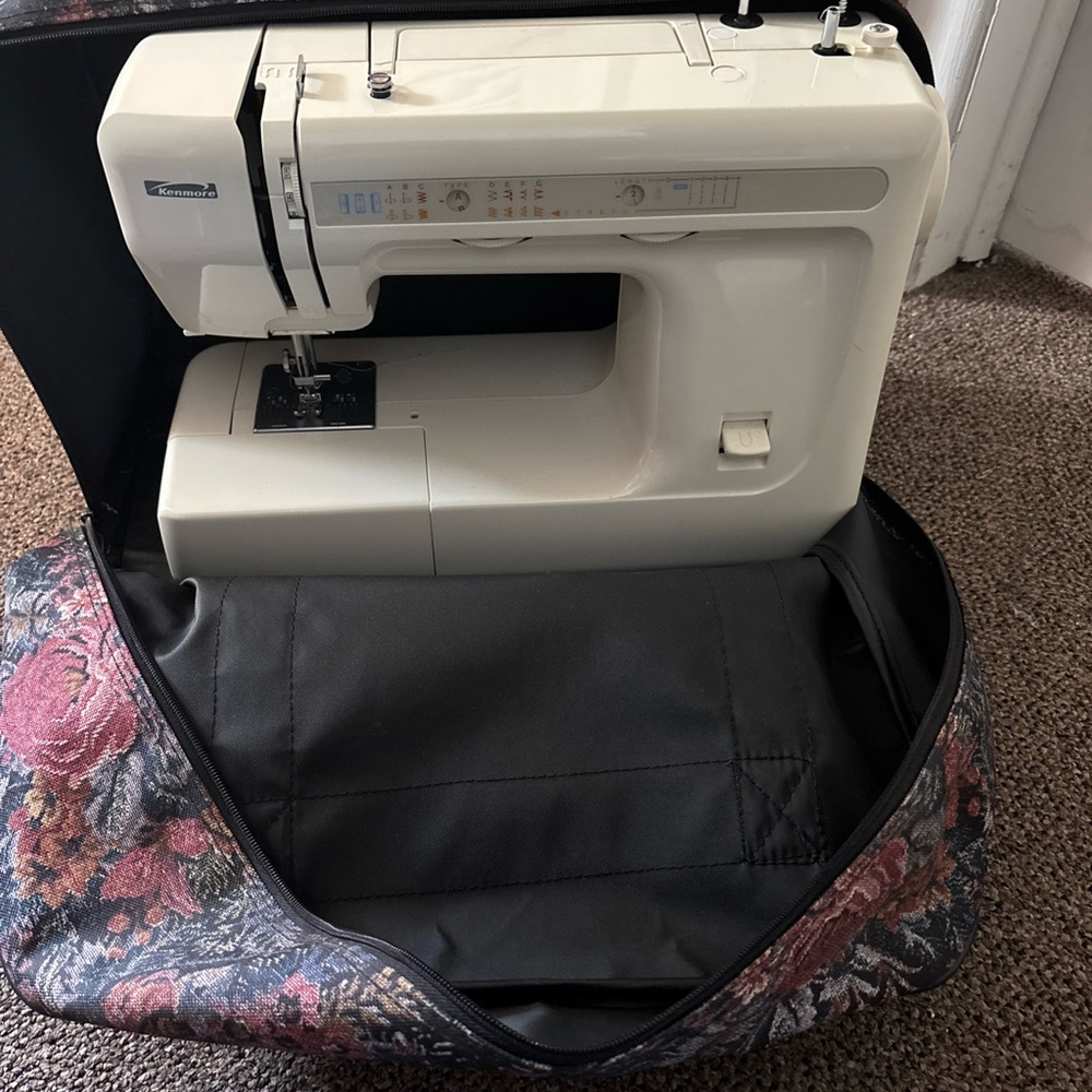 Vintage Kenmore Sewing Machine Carrying Case, Travel Carry Tote Bag Tapestry - Picture 7 of 13